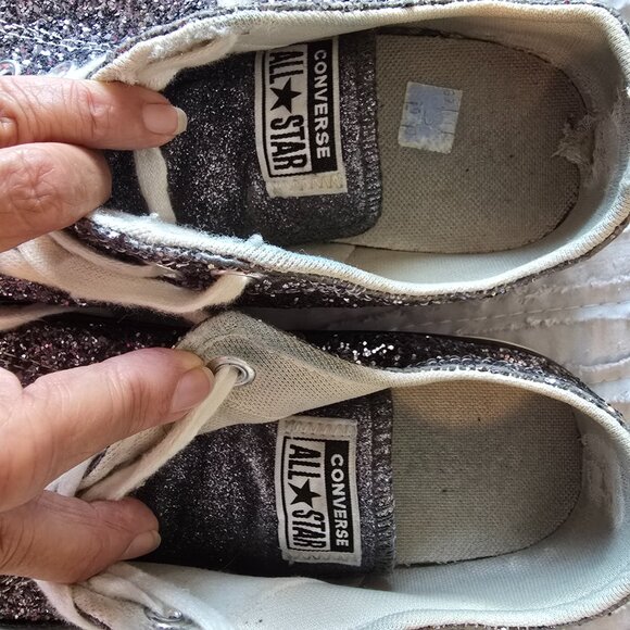 Dark Silver Glitter converse Chuck Taylor All Star Low Tops  7 1/2 - Picture 4 of 13